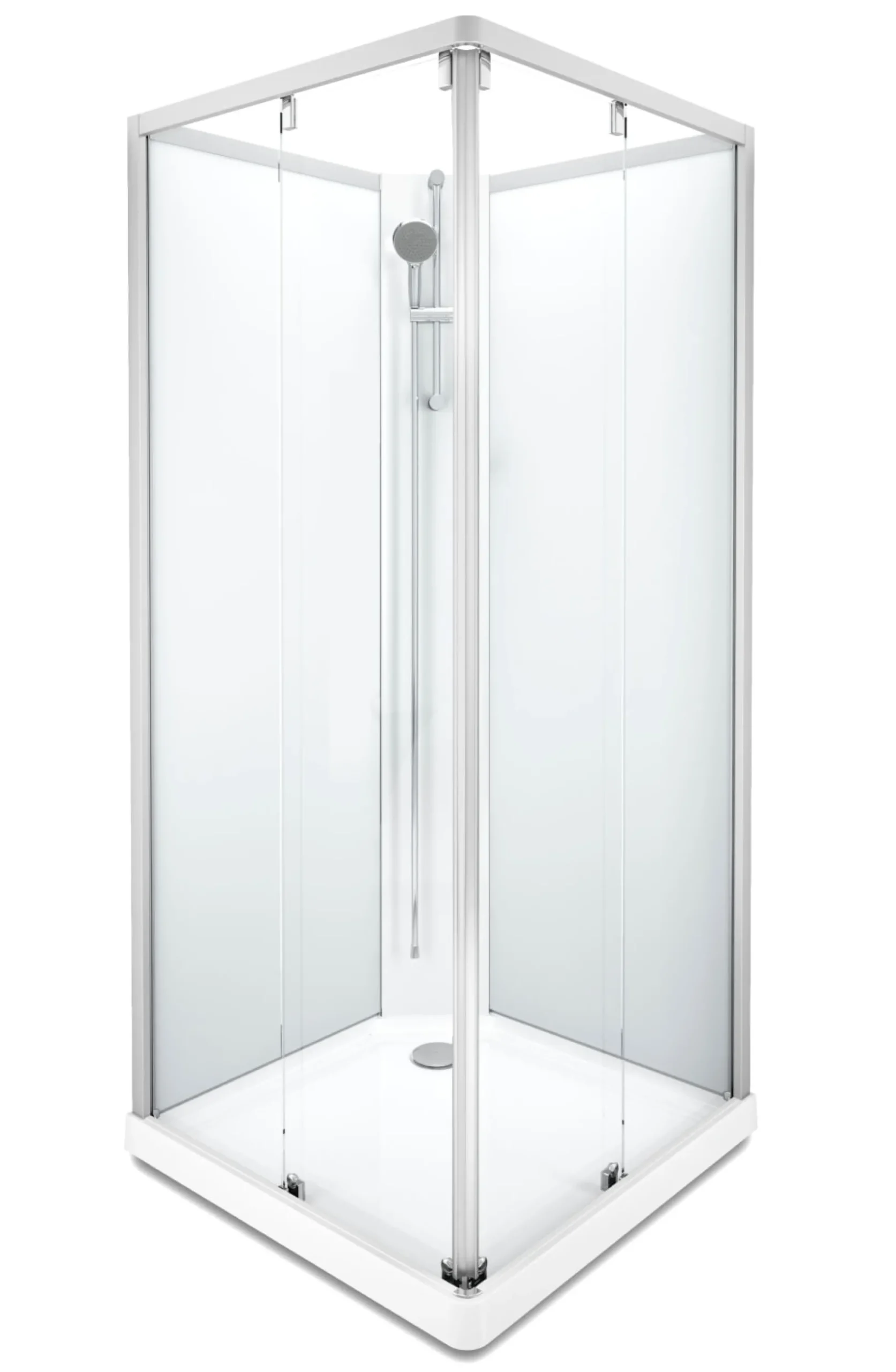 Showerama 10-5 classic rektangulær brusekabine, 90x90 cm, alu/frost