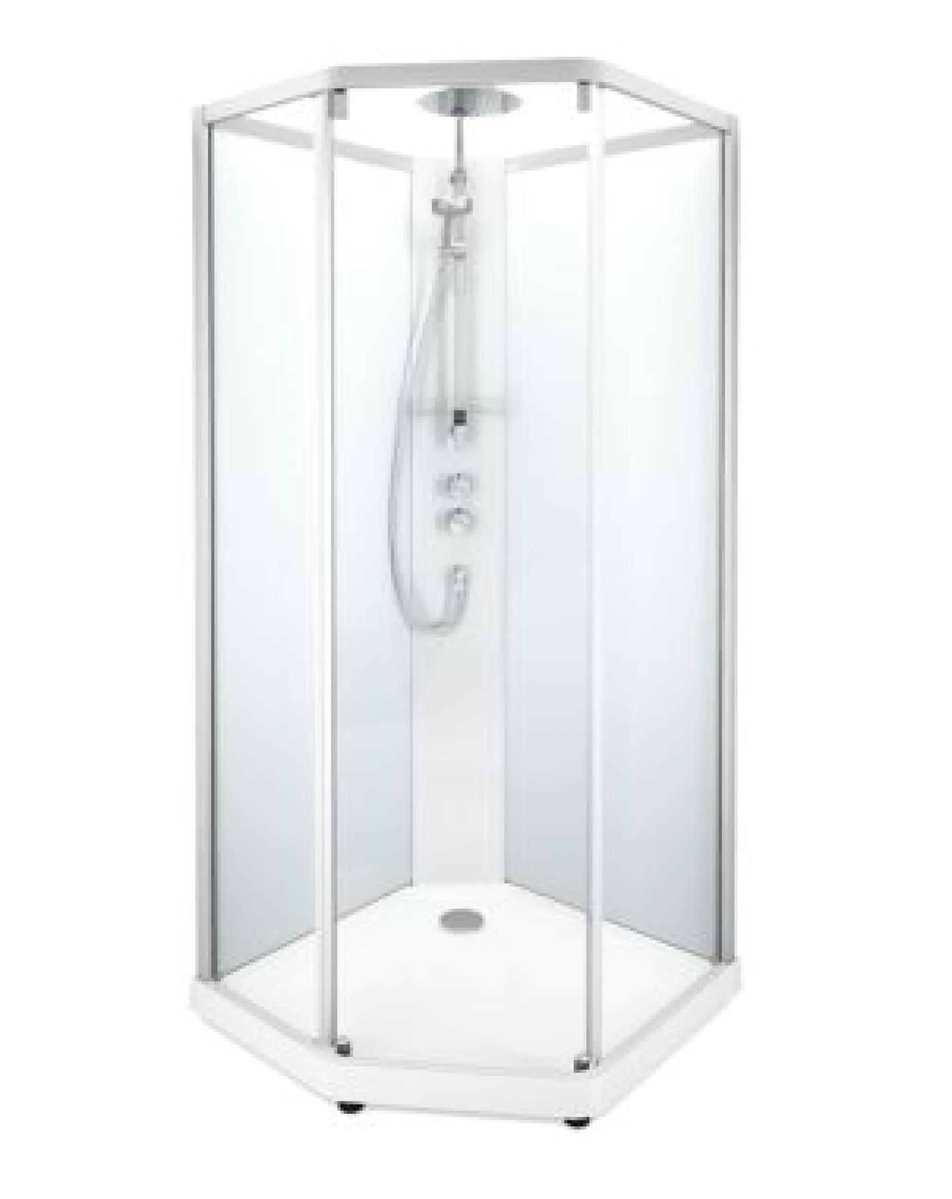 Showerama 10-5 comfort femkantet brusekabine, 90x90 cm, alu/frost