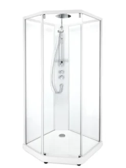 Showerama 10-5 comfort femkantet brusekabine, 90x90 cm, hvid/klar