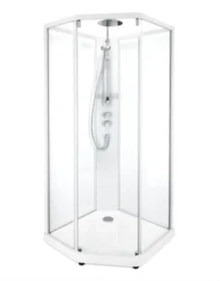 Showerama 10-5 comfort femkantet brusekabine, 90x90 cm, hvid/klar