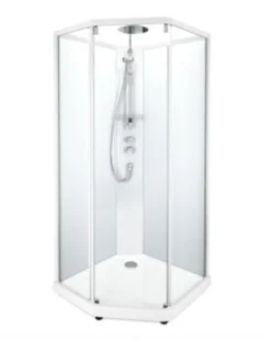 Showerama 10-5 comfort femkantet brusekabine, 90x90 cm, hvid/frost