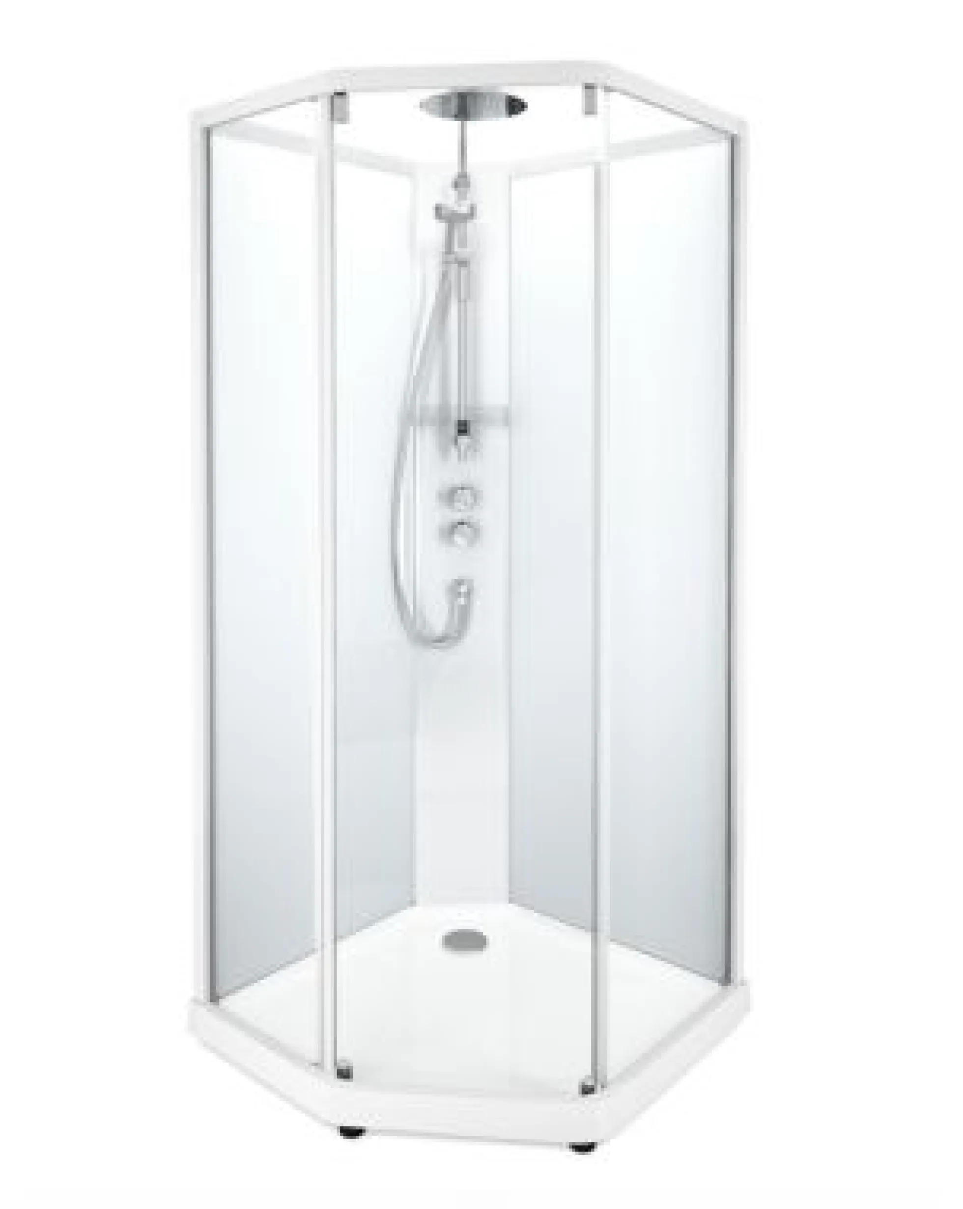 Showerama 10-5 comfort femkantet brusekabine, 90x90 cm, hvid/frost