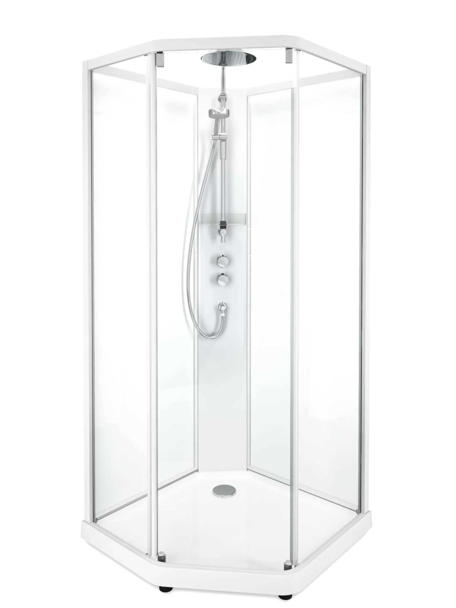 Showerama 10-5 comfort femkantet brusekabine, 90x90 cm, hvid/frost