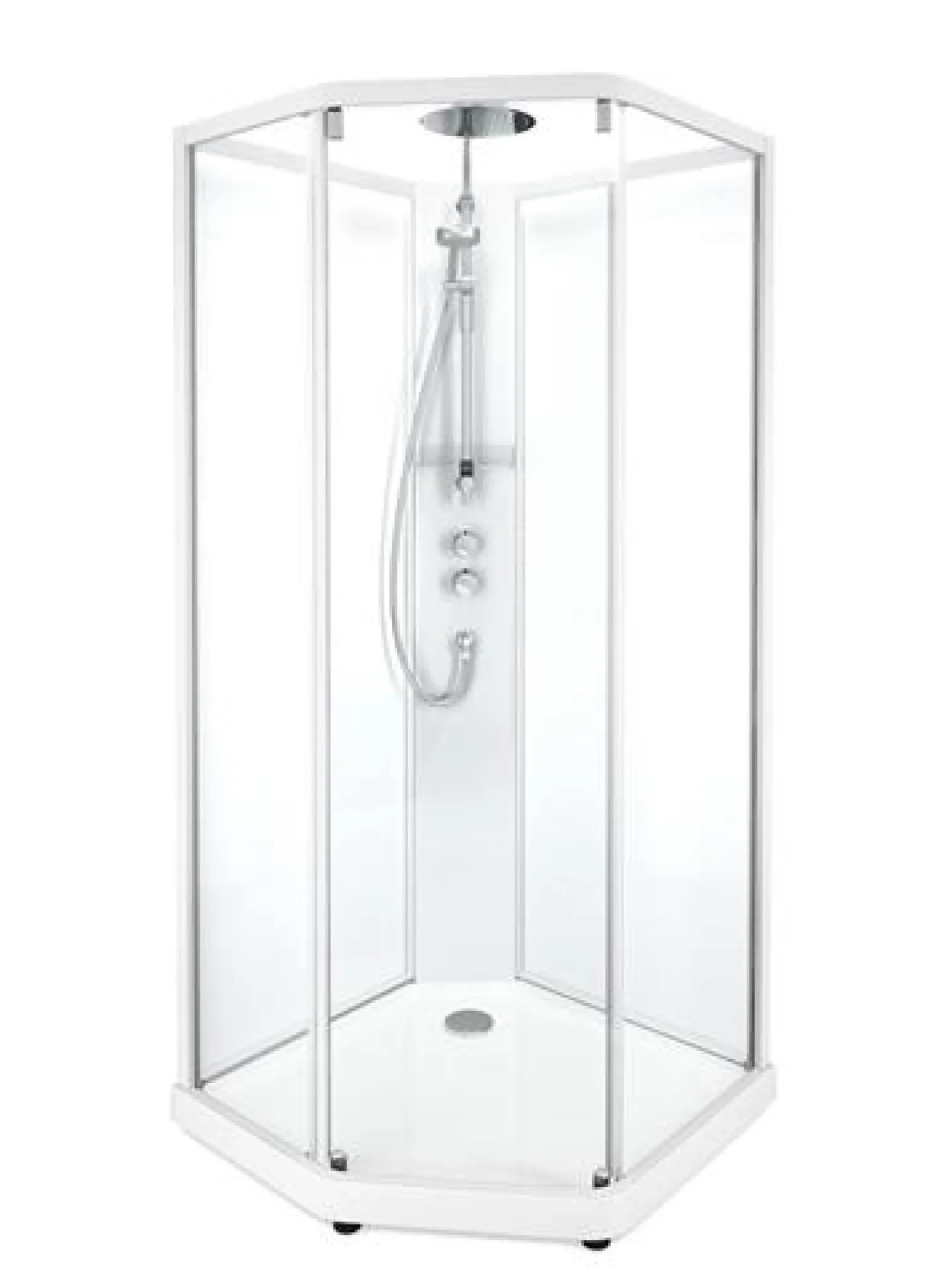 Showerama 10-5 comfort femkantet brusekabine, 90x90 cm, hvid/frost