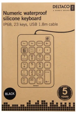 Silicone numpad, IP68, 23 keys, USB, black