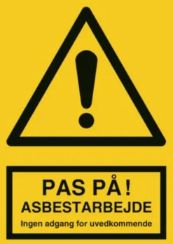 Skilt til asbestarbejde, A4, 297x210, alu