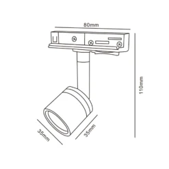 Skinnespot, GU10, 230V, 1-faset skinne, hvid (uden lyskilde)