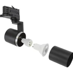 Skinnespot med GU10 fatning, 230V, Aluminium, Højde 172mm, Dybde 121mm, Diameter 56mm, IP20