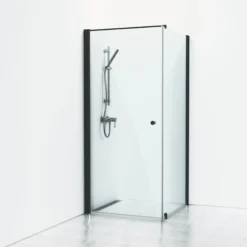 Skoga brusehjørne lige/fast, 90x103, sort mat/klart glas (restsalg)