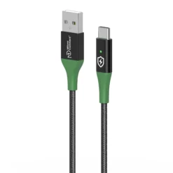 Smart Charge USB-A til USB-C kabel, 1 meter, sort/grøn - MicroConnect