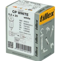 Sømplugs, 5,5x20 mm, hvid (100) - Tillex - 100 stk