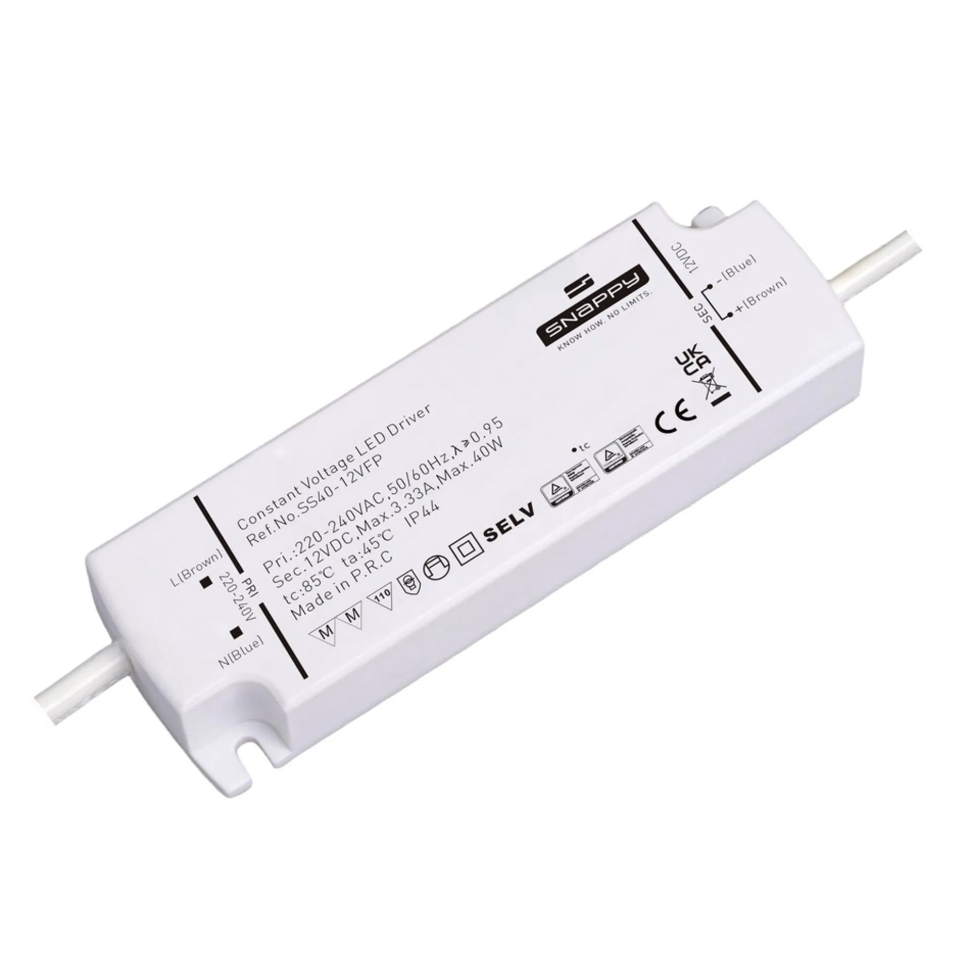 Snappy strømforsyning, 40W, 24V DC, 1.6A, IP44