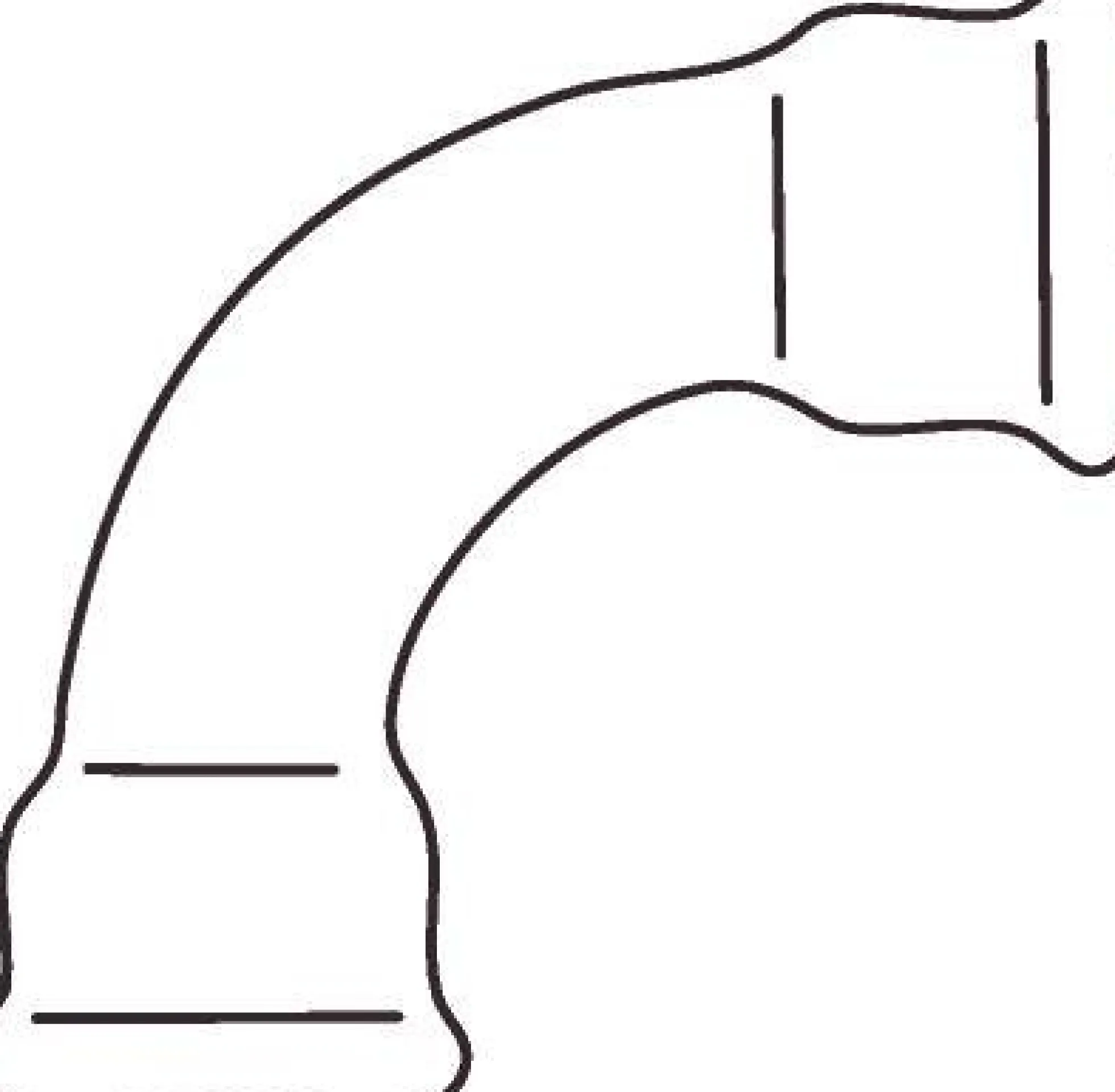 Sort Lang Bøjning 90° - 1" x 1" Muffe/Muffe