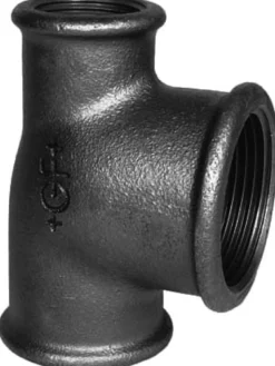 Sort tee m. muffer - 1¼" x 1¼" x 1"
