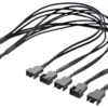 Splitter til PWM blæsere, 4-pin til 5x4-pin hun, SATA strøm
