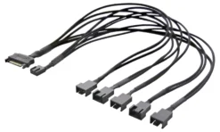Splitter til PWM blæsere, 4-pin til 5x4-pin hun, SATA strøm