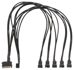 Splitter til PWM blæsere, 4-pin til 5x4-pin hun, SATA strøm