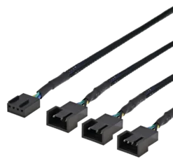 Splitter til PWM-blæsere, 4-pin til 3x4-pin hun, sort - Deltaco