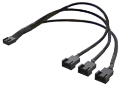 Splitter til PWM-blæsere, 4-pin til 3x4-pin hun, sort - Deltaco