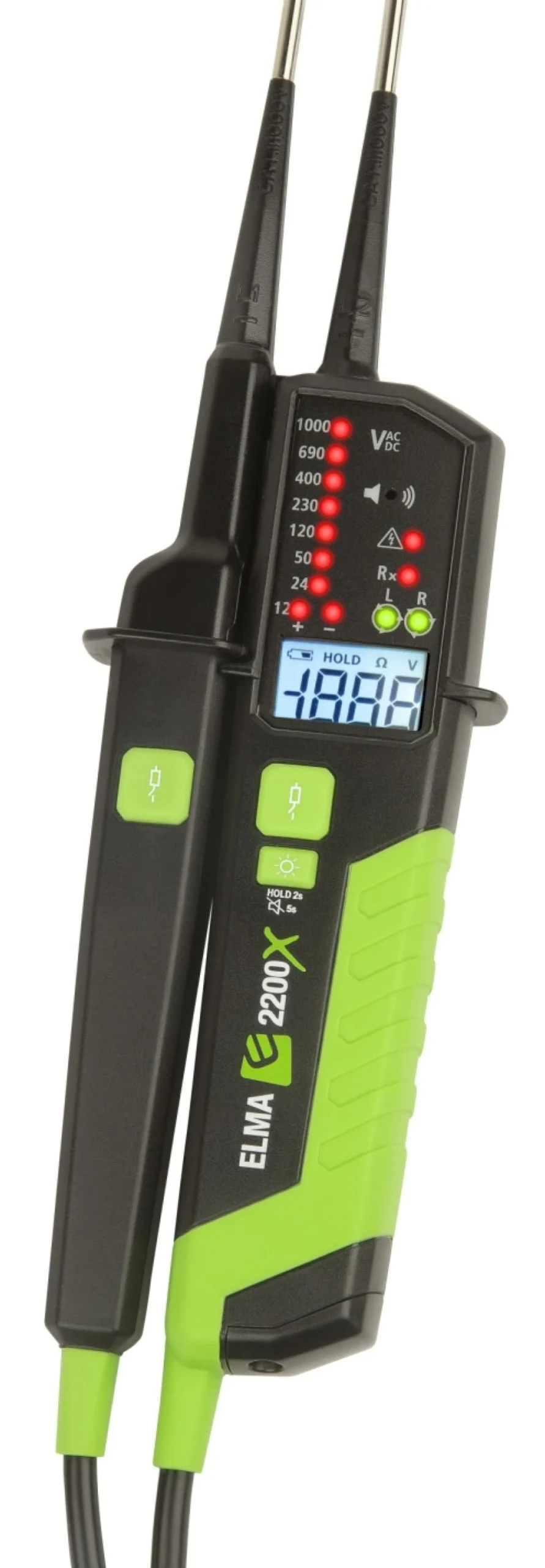 Spændingstester Elma 2200X, 12-1000V AC/DC, 1500V DC, 2000 ohm