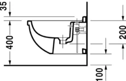 Starck 3 vægbidet, skjult montering, 540 mm dybde, hvid