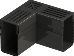 Star Drain hjørne, 65 x 103 mm, PVC med sort aluminiumsrist