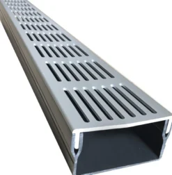 Star Drain PVC-rende med grå aluminiumsrist, 100 x 53 x 1000 mm