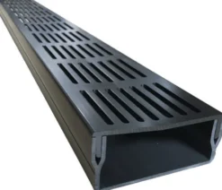 Star Drain PVC-rende med sort alu-rist, 100 x 53 x 1000 mm