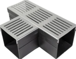 Star Drain PVC-tee med grå aluminiumsrist, 100 x 103 mm