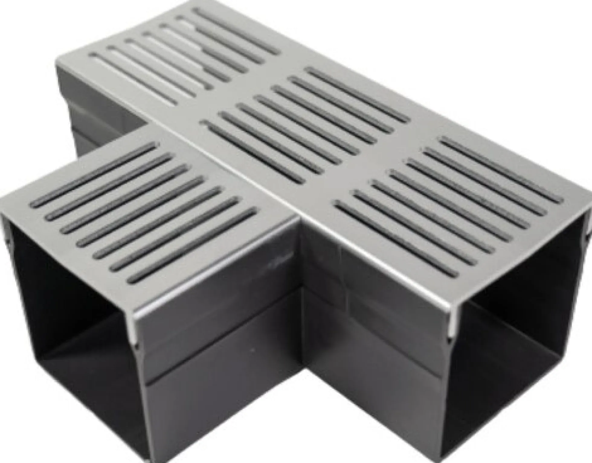 Star Drain PVC-tee med grå aluminiumsrist, 100 x 103 mm