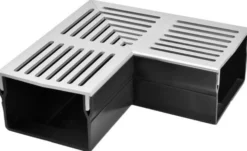 Star Drain 100 x 53 mm PVC-hjørne med grå aluminiumsrist