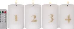 Star Trading flamme advent bloklys med tal og fjernbetjening, 4 stk
