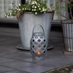 Star Trading solcelle lanterne med flammelys, grå