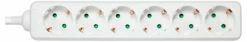 Stikdåse, 6 udtag, ledning, hvid, schuko