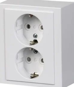 STIKKONTAKT DOBBELT UDV. 16A HVID