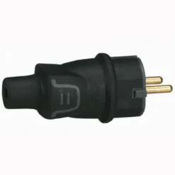Stikprop Schuko M/J, gummi, rund, sort, IP44, 16 A, 230 V, udendørs - Legrand