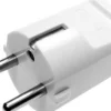 Stikprop Schuko, rund lige, m/pind jord & schuko jord, 16A, hvid – TBI