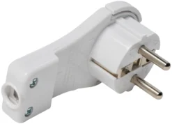 Stikprop vinkel Schuko flad, hvid