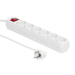 6-stik Schuko-stikkontakt, med afbryder