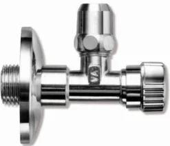 Stopventil ½" x ½" med Ø77 mm roset, lang version