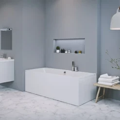 Strømberg Quantum badekar, akryl, centreret afløb, 170 x 70 cm