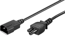 Strømkabel, C5 - C14, 1 meter, sort, H05VV-F3x0.75mm2 CU, hun-han - MicroConnect