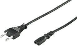 Strømkabel, CEE 7/16 - C7, sort, 2,5 A, 250 V, H05VV-F2x0.75mm2 CU, han-hun - MicroConnect