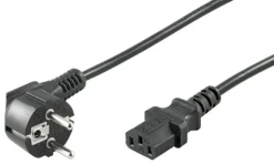 Strømkabel, CEE 7/7 - C13, vinklet Schuko, sort, 10A, H05VV-F3x1mm2 CU, han-hun - MicroConnect