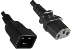 Strømkabel, C13 til C20, sort, H05VV-F 3 x 1 mm², 230V AC, 10A - MicroConnect