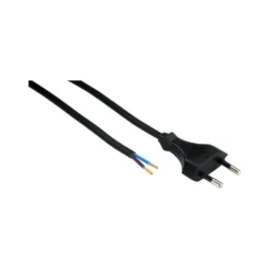 Strømkabel, 1,5 meter, 250V, IP20, Sort, Eurostik og afisolerede ledninger, 2,5A