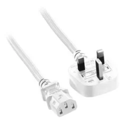 Strømkabel, UK Type G - C13, 2 meter, hvid, BS 1363, H05VV-F 3G0,75, 13A sikring - MicroConnect
