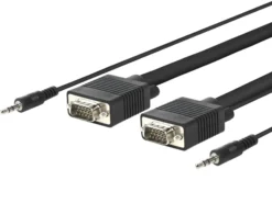 SVGA HD15 kabel, M-M, med 2 x 3,5 mm jack lydkabler, 30 cm og 62 cm, M-M, understøtter Full HD 1920x1080p - MicroConnect
