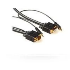 SVGA-kabel, HD15, 5 meter, han-hun, med to 3,5 mm lydkabler, 30 cm, han-han - MicroConnect