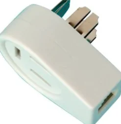 Telefon hermafroditstik (han/hun) m. RJ45 (8P2C) afgang - Hvid
